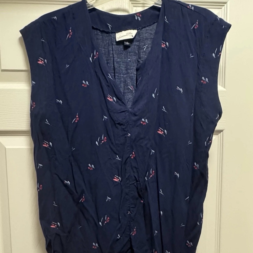 Universal Thread Blue Cap Sleeve Tie Front Blouse